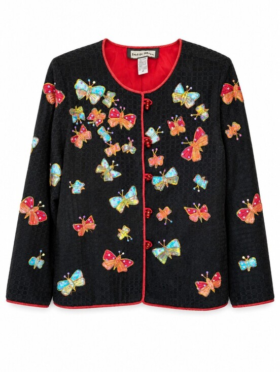 indigo moon Jackets & Blazers - Indigo Moon Butterflies Appliques Sequin Jacket Women Size Medium